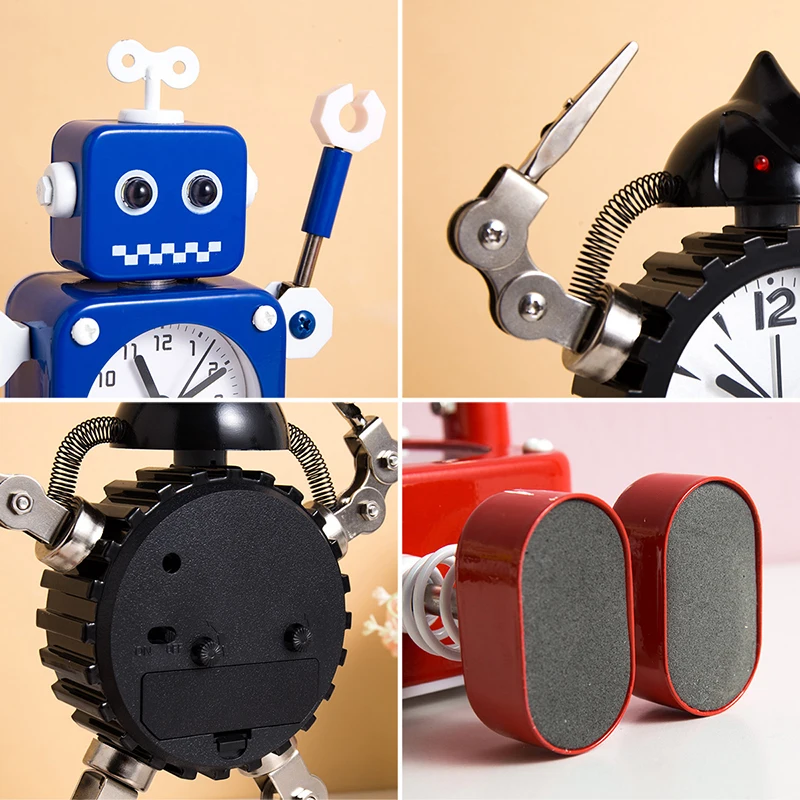 

Creative robot cartoon alarm bell children's room elementary school student wake up clock mute ornaments YHJ022807