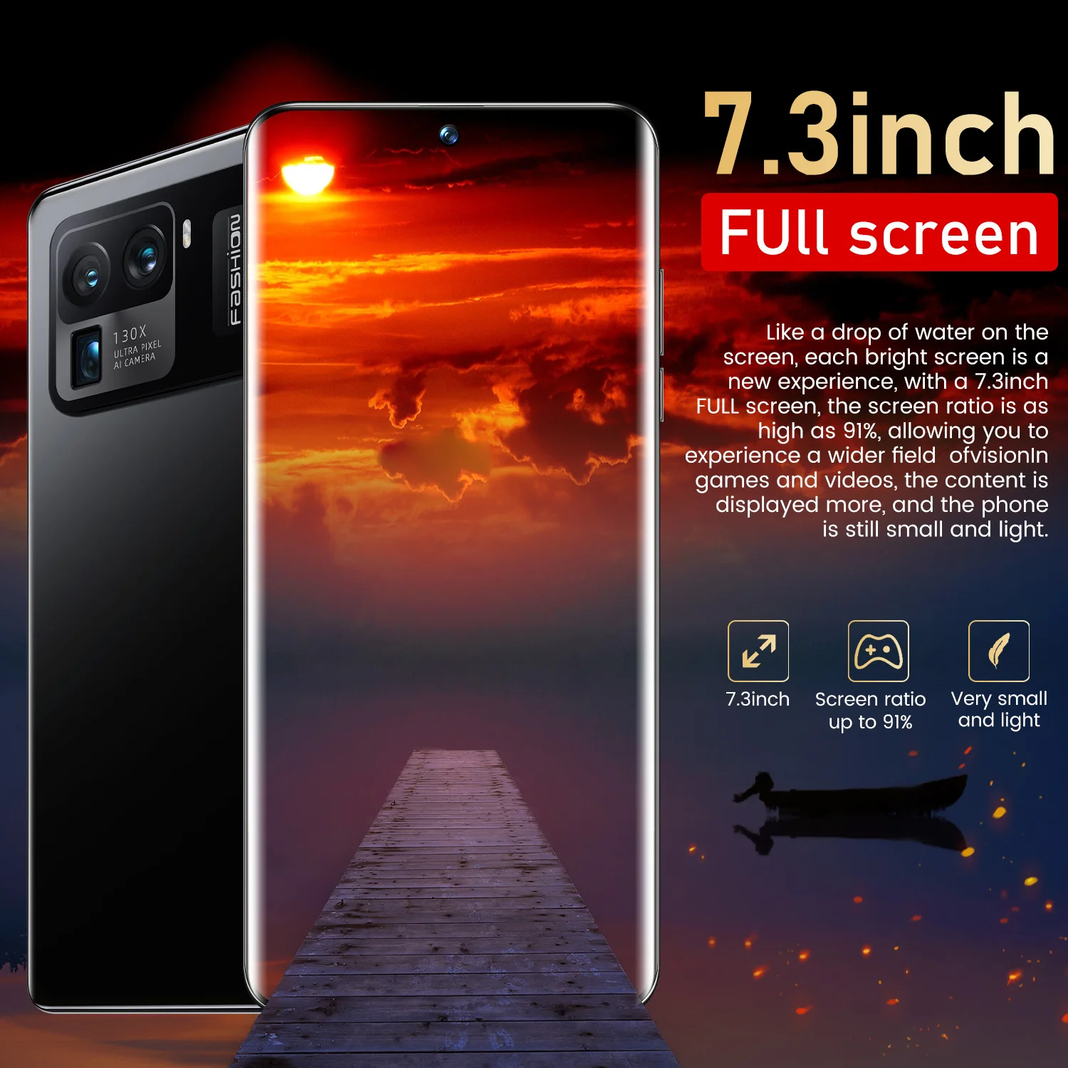 m11 ultra smartphone android 10 0 7 3 hd inch mobile phones 16gb1t 48mp64mp cellphones celular 5g phone global version free global shipping