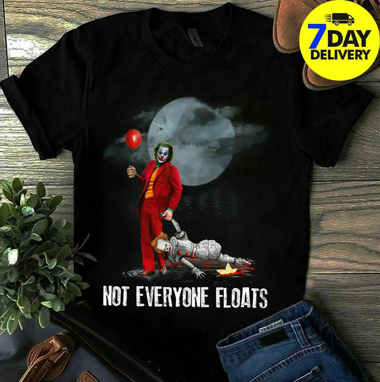 

Not Everyone Floats Joaquin Phoenix Joker And Pennywise It Horror Movie T Shirt