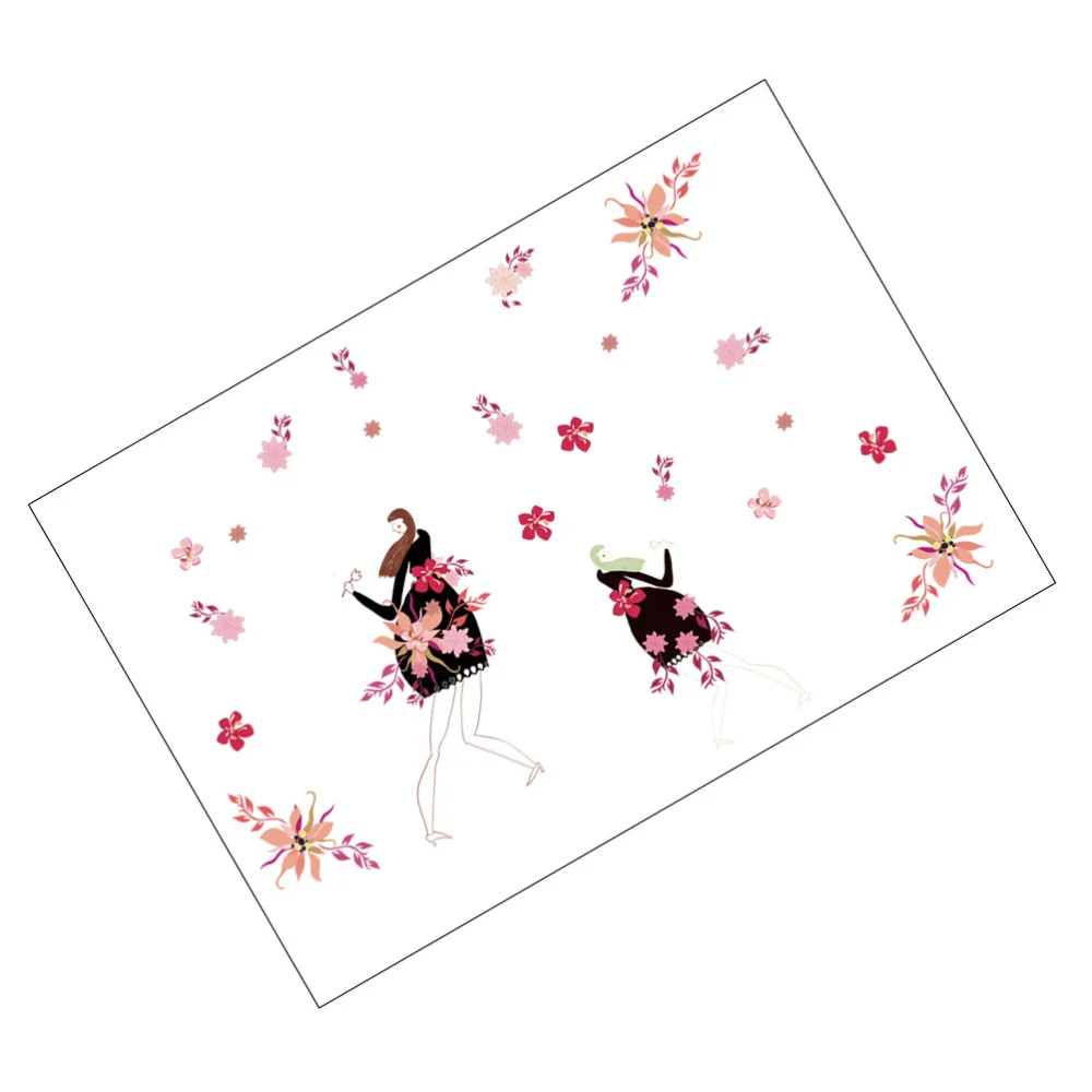 

1 Sheet Romantic Flower Wall Sticker Floral Printing Wall Decal Decoration
