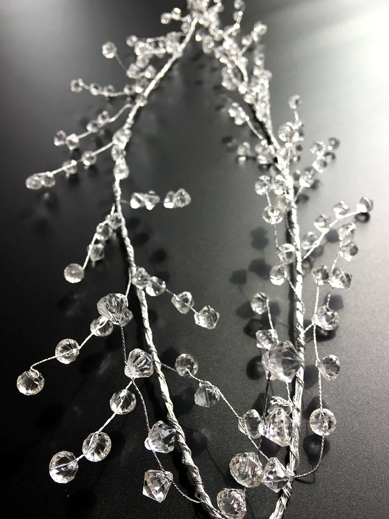 40" Clear Diamond Beaded Garlands Wire String Acrylic Crystal Garland Wedding Party Decoration Wreath DIY Wedding Centerpiece De