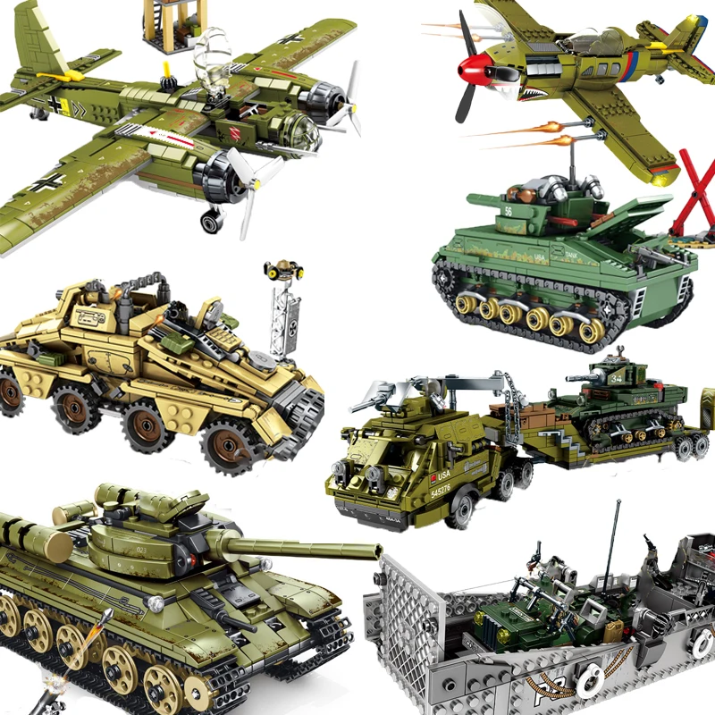 Военный танк T34 Panzer Tiger совместимый с WW2 бронированный автомобиль самолет армия Ju