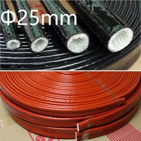 thickening fire proof tube id 25mm silicone fiberglass cable sleeve high temperature oil resistant insulated wire protect pipe