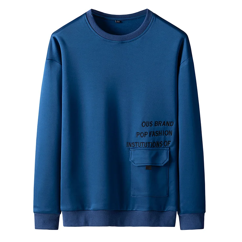 

Осенняя мужская толстовка с длинным рукавом и круглым вырезом, с буквенным карманом