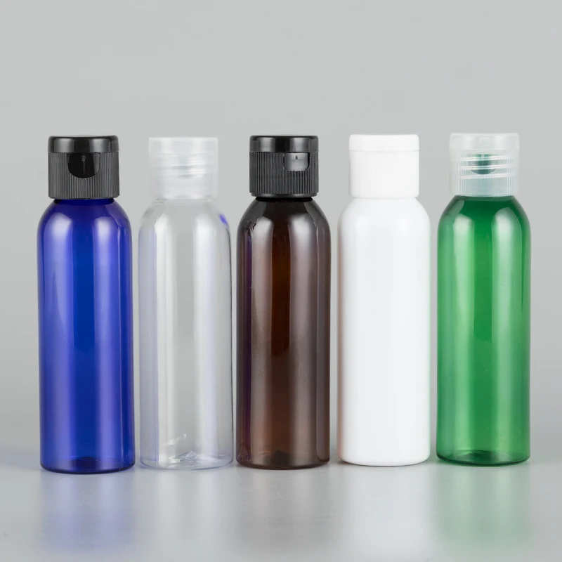 

50pcs 60ml white/blue Refillable Portable Mini Traveler Packing Bottle Flip top cap 60ml Shampoo Bath travel bottle