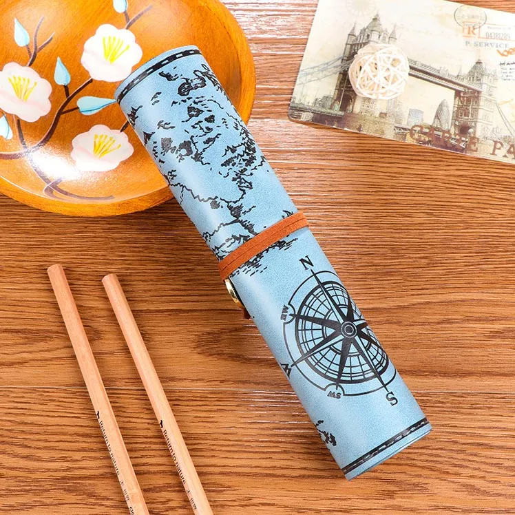 Light blue Винтажный коричневый Чехол для карандашей, креативный, индивидуальный, канцелярский, простой, чехол для карандашей s для девочек, школьные принадлежности, ручки, сумка для хранения - Цвет: Light blue