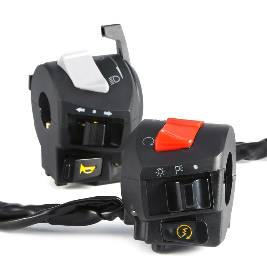

Motorcycle 7/8" Handlebar Control Switch Horn Turn Signal Headlight Electrical Start Switch 2019 Push Button Switch Durable