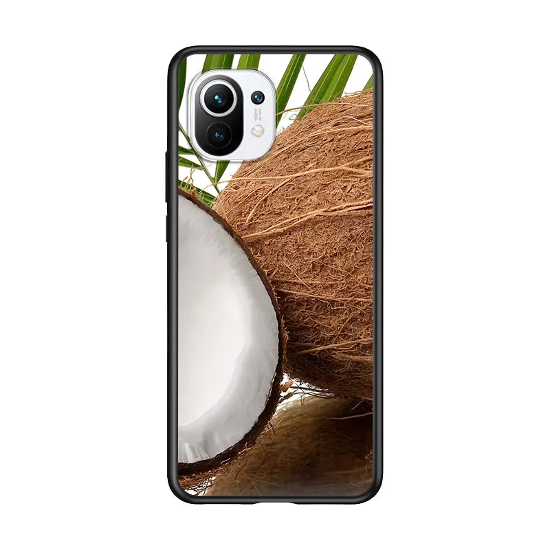 

Coconut Fruits Beach for Xiaomi Mi 11 10T Note 10 Ultra 5G 9 9T SE 8 A3 A2 A1 6X Pro Play F1 Lite 5G Black Phone Case