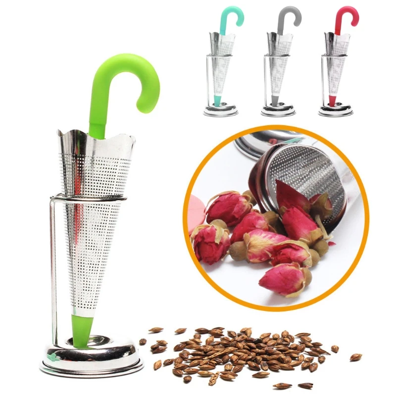 

Stainless Steel Tea Infuser Umbrella Shape Silicone Herbal Spice Filter Strainer Holder for Tea Lover R7RC