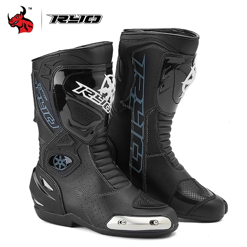 

Мотоциклетные ботинки RYO для мужчин, водонепроницаемые прочные мотоботинки, защитное переключение передач, для езды на мотоцикле, гонок