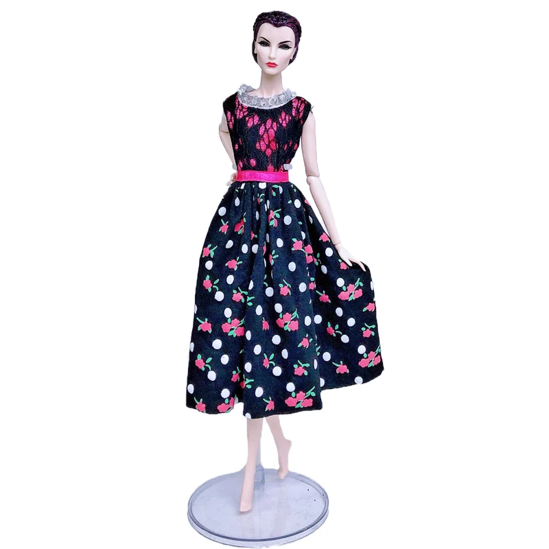 

Black Floral Countryside Fashion Doll Clothes For Barbie Doll Dress Outfits Party Gown 1/6 Kids Child Gift Dolls Accessories Toy