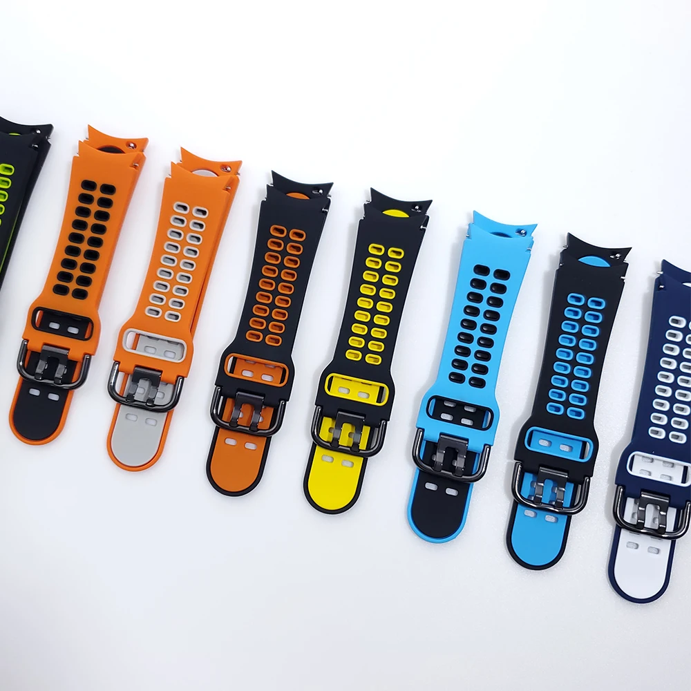 Double color Sport Silicone Band For Samsung Galaxy Watch 4 Classic 46mm 42mm / 44mm 42mm Smartwatch Strap Replacement Watchband