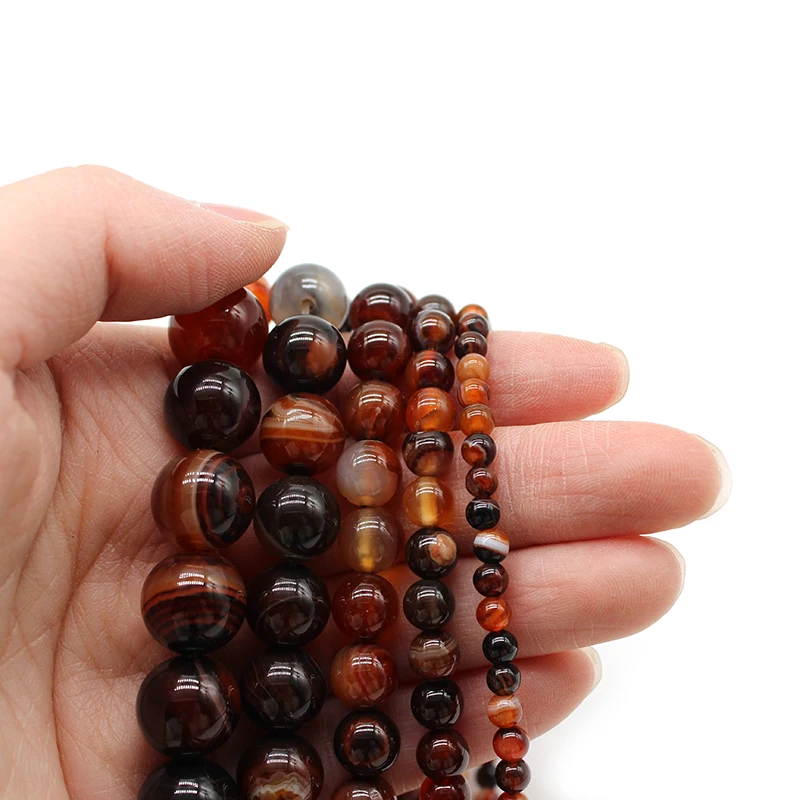 

Natural Stone Dream Color Stripes Agates Round Loose Beads 4 6 8 10 12MM Pick Size For Jewelry Making