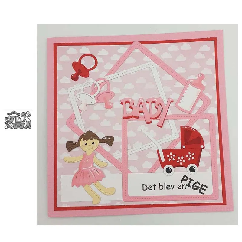 

Baby girl and stroller cutting dies knife die metal cutting scrapbook process card die manual carbon steel die