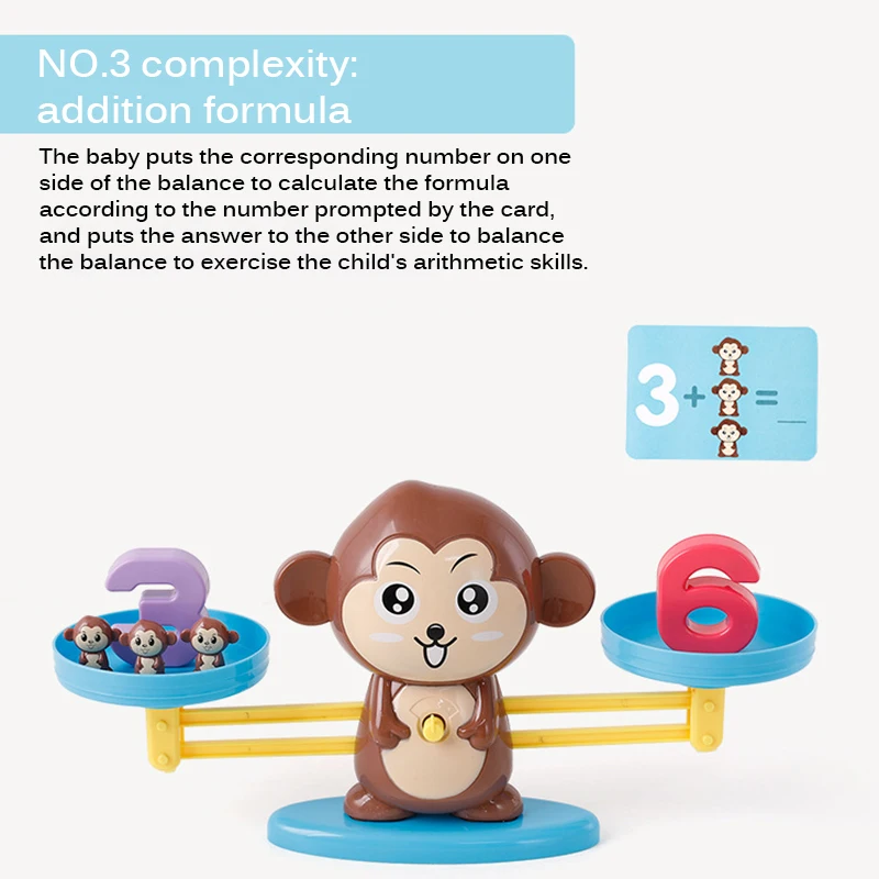 

IKAUOIE Match Game Board Toy Monkey Balance Scale Counting Game Toy Learning Child Early Education Toy Gift Balance toy