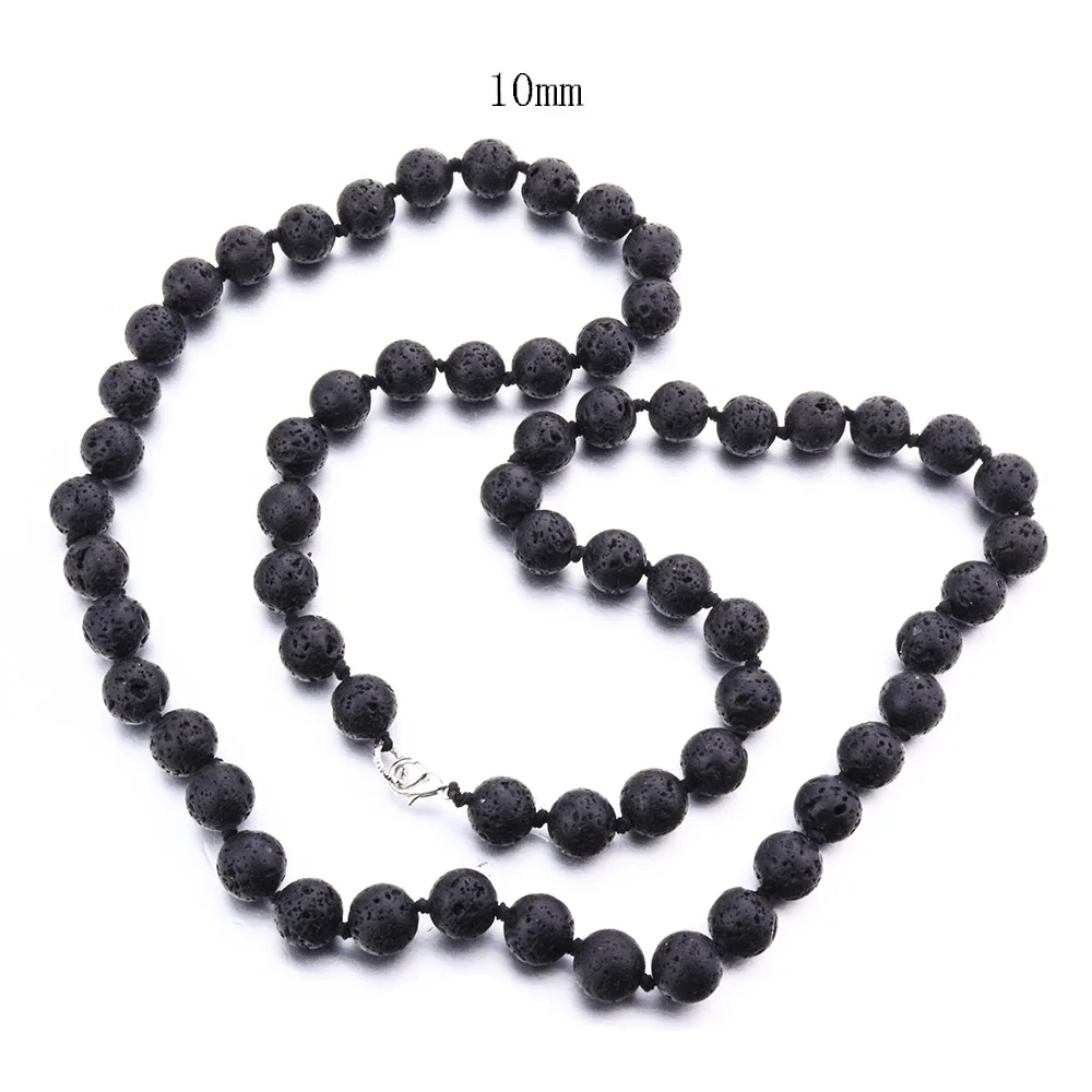 10mm WIW 8/10 мм черный камень из вулканической лавы Цепочки и ожерелья/BraceletChoker рок бусины цепи Цепочки и ожерелья Для мужчин/женские ювелирные изделия ручной работы; Прямая поставка - Окраска металла: 10mm