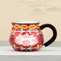 pure silver 999 fair cup handmade cloisonne lotus in old fashioned retro household sterling silver tea set