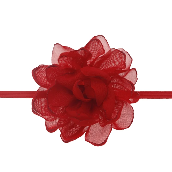 Красный baby headband Chiffon Flowers Headband girls Burning Edge Wedding Decoration DIY Wreath Headwear newborn girls hair Accessories - Цвет: Красный