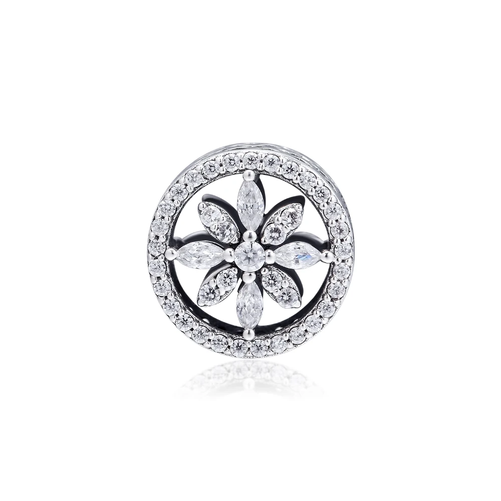 

CKK Openwork Sparkling Snowflake Charms Fits Europe Bracelet 925 Sterling Silver Zirconia Beads for Jewelry Making Kralen
