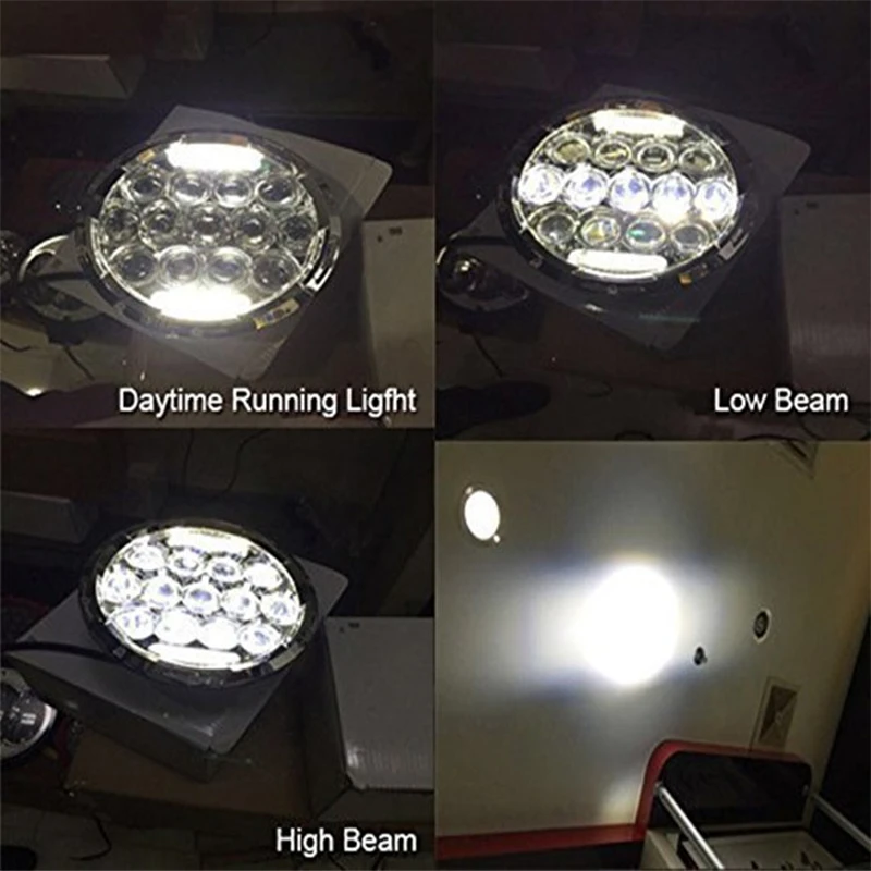 2x 7" Round LED Headlight Bulbs 7 Inch Headlights DRL Driving Light Headlamp for Jeep Wrangler jk lada niva 4x4 | Автомобили и