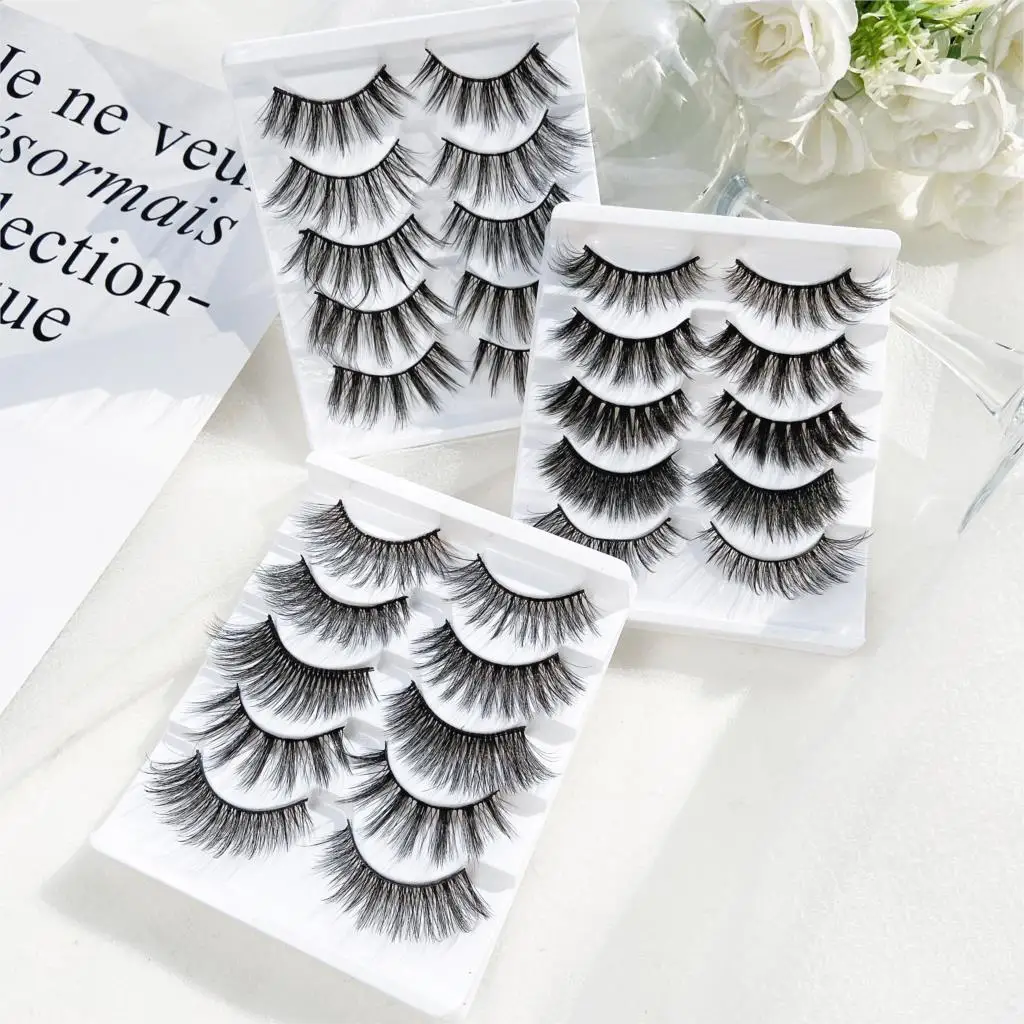 5/10 Pairs Thick 3D Mink Eye Lashes For Woman Drop Shipping Black 15-25mm Long Eyelash Cheap False Eyelashes 2020 New lashes | Красота и