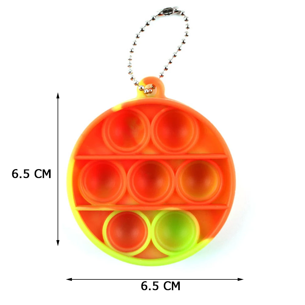 

Colour Silicone Round Keychain Push Bubble Sensory Toys Key Chain Desktop Games Autism Stress Reliever Toy Adult Children Toy