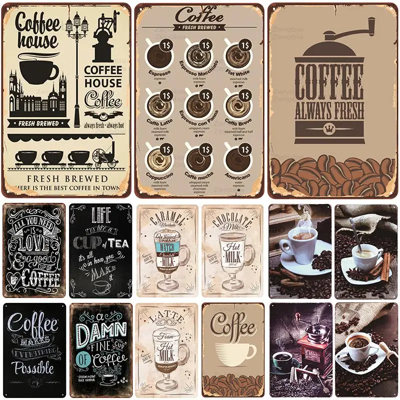 

Металлическая винтажная Оловянная табличка в форме кофе, булавка, потертый Декор для комнаты, винтажное украшение для бара, металлическая п...