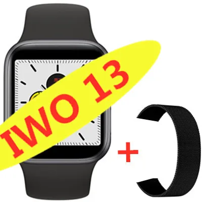 add steel strap IWO 13 умные часы серии 5 1:1 44 мм Ip68 Водонепроницаемые для apple iPhone 11 MAX IOS Android smartwatch для женщин и мужчин PK IWO 10/11/12 - Цвет: add steel strap