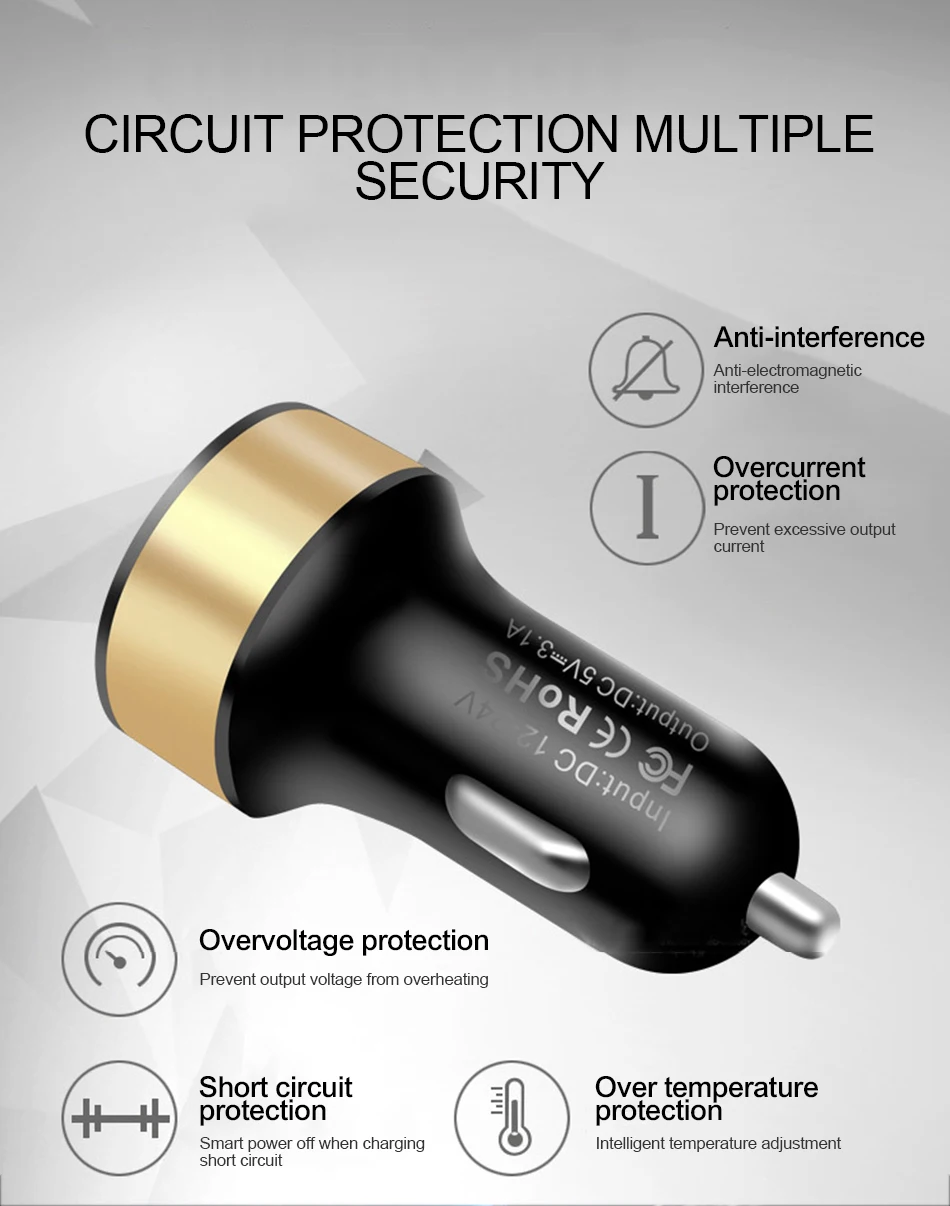 3.1A 5V двойной зарядное устройство USB с Отображение напряжения на светодиодном дисплее/текущий дисплей мобильного телефона автомобильное зарядное устройство для смартфона/планшета