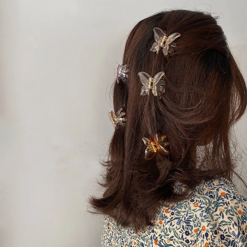 Sweet Mini Butterfly Hair Claws Clips Acrylic Hair Ornament Colorful Hairpins Fashion Hair Accessories for Women Girls Cute New new girls cute cartoon unicorn colorful braid headbands hair clips sweet hair ornament hairpins kids fashion hair accessories