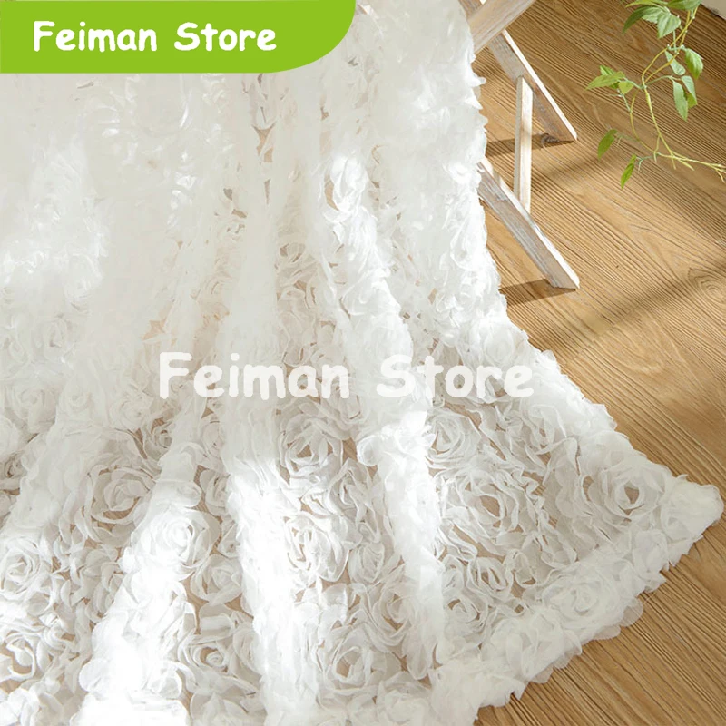 Простой современный объемная Роза вышитый тюль пряжи маленькие свежие