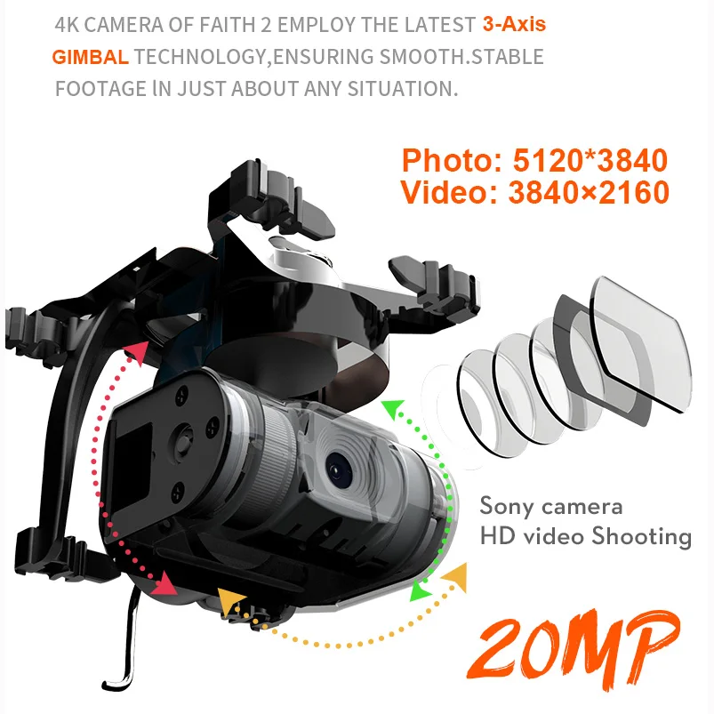 Дрон KCX Faith 2 Pro радиус 5км камера 4K GPS 20MP 5G FPV мотор бесколлекторный максимальное