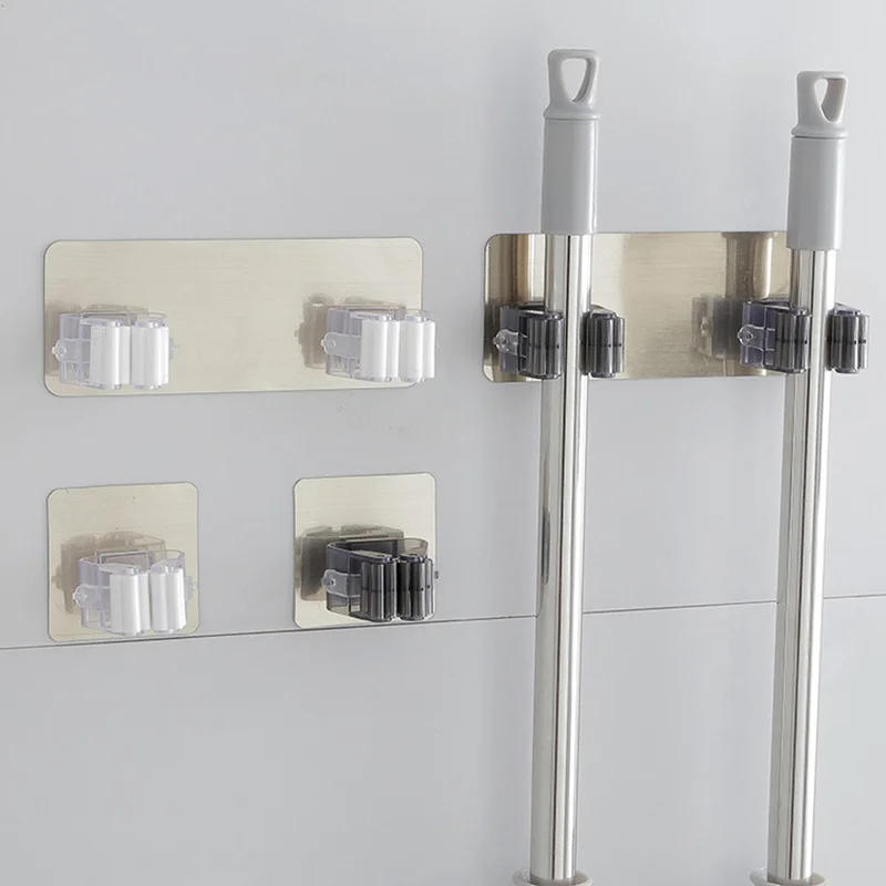 

2Pcs Wall Mounted Mop Clip Mop Organizer Holder Brush Broom Hanger Storage Rack Kitchen Tool Wall Hanging Pipe Hooks