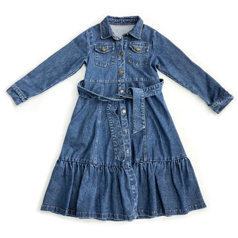 

Denim/kids Dresses For Girls/new Year 5 To 6 Years Teenage Clothes Autumn Casual Dress Korean Princess Dress 10 To 12 Years
