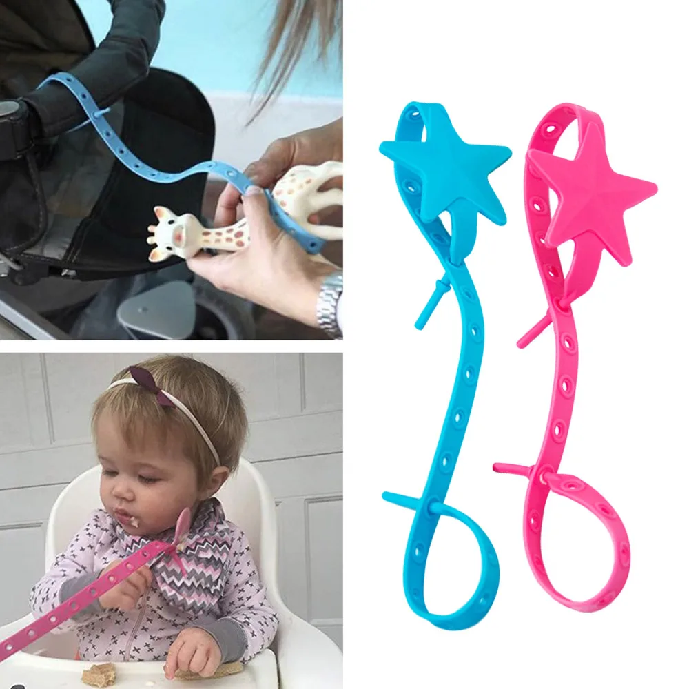 

Baby Stroller Hook Silicone Star Pacifier Chain Non-toxic Teether Strap Kids Toy Holder Stroller Organizer Stroller Accessories