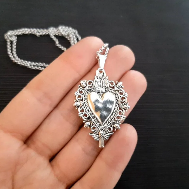 Уникальный дизайн с гравировкой подвески в форме сердца ожерелья открывающейся