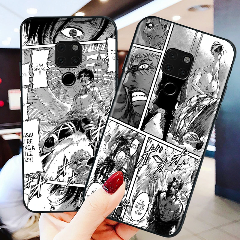 

Attack on Titan comics for huawei Mate 10 20 30 40 Lite Pro X Lite RS Plus TPU Black Phone Case