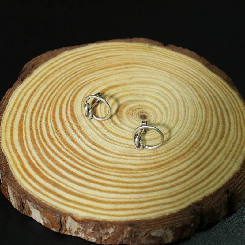 Серьги гвоздики женские круглые из серебра 925 пробы с узлом|Серьги-гвоздики| |