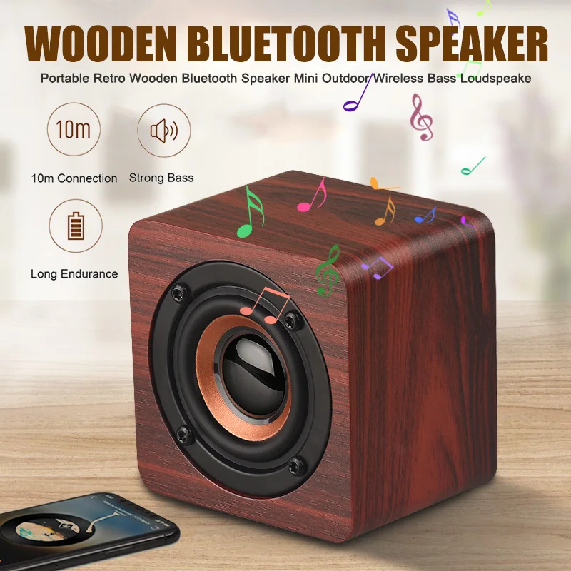 Портативная деревянная Bluetooth-Колонка в стиле ретро беспроводная уличная