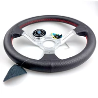 car auto racing sports rally jdm leather game steering wheel 13inch 330mm silver black horn button