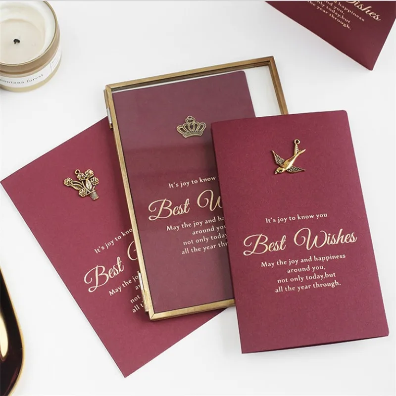 1 шт. винтажные металлические бронзовые Пригласительные открытки открытка для