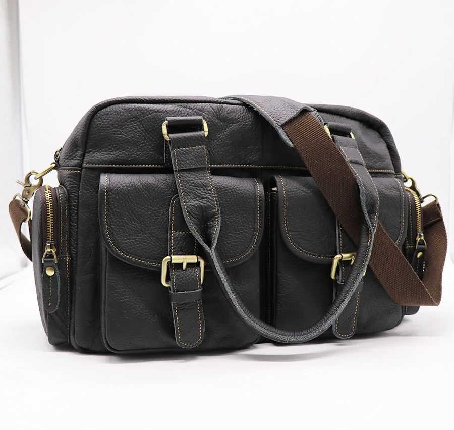 

Genuine Cowhide Leather Travel Bag Duffle Top-handle Handbag Men Crossbody Shoulder Bag