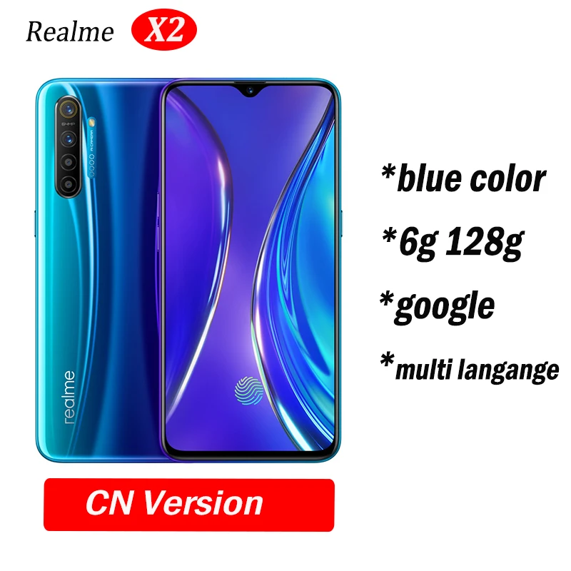 6g 128g blue Realme X2 X 2 Мобильный телефон Snapdragon 730G 64MP камера 6,4 ''полный экран NFC OPPO мобильный телефон VOOC 30W быстрое зарядное устройство - Цвет: 6g 128g blue