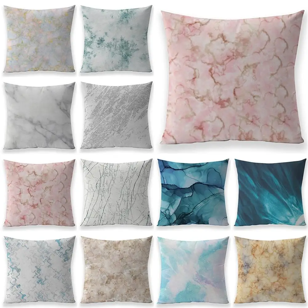 

Geometric Marble Texture Pattern Printed Pillowcase Short Plush Cushion Cover For Sofa Bedroom Office Home Decoration Pillowcase
