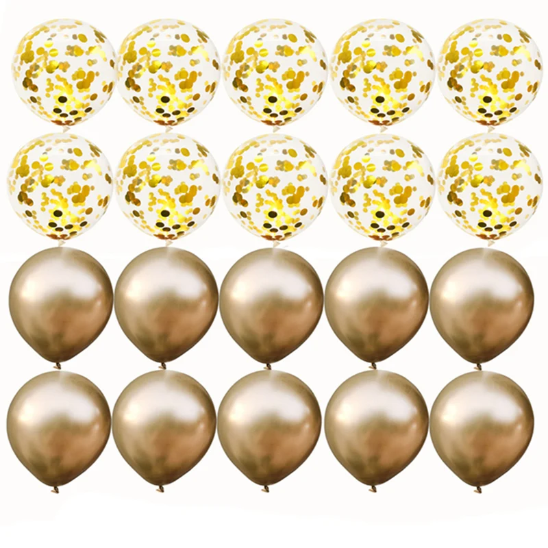 20pcs Metal Gold 20шт бордовые розовые и золотые воздушные шары набор Конфетти День Рождения хром шар Свадебные украшения дети металлические шары - Цвет: 20pcs Metal Gold