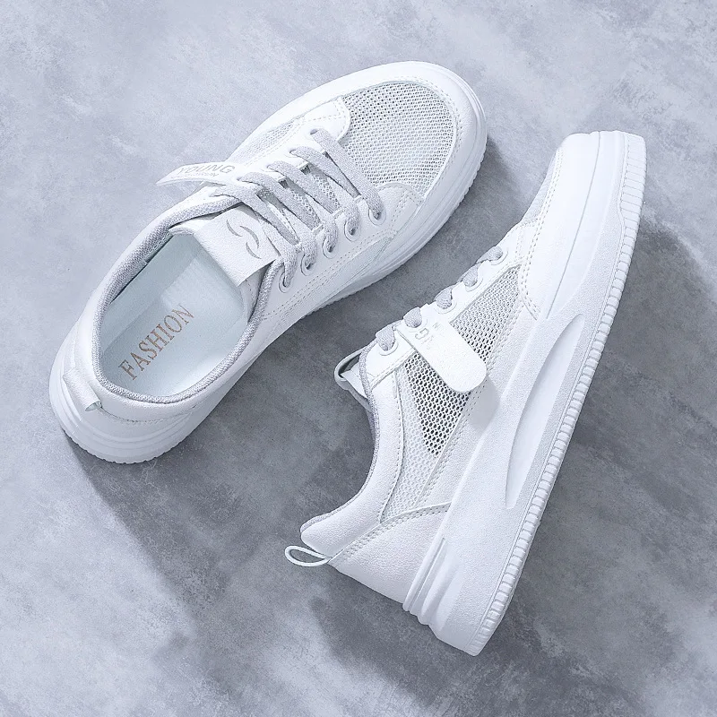 Woman Sneakers Women's Sports Shoes Female Flats Casual Lace Up Women Vulcanized Shoes Ladies Breathable Sneakers White Shoes
