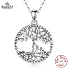 Подвеска Древо жизни EUDORA, серебряное ожерелье из стерлингового серебра 925 пробы для женщин и двух детей, винтажное ювелирное ожерелье с подарочной коробкой