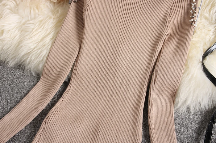 ALPHALMODA новое женское ажурное осеннее трикотажное платье с длинными рукавами, облегающее женское элегантное эластичное платье