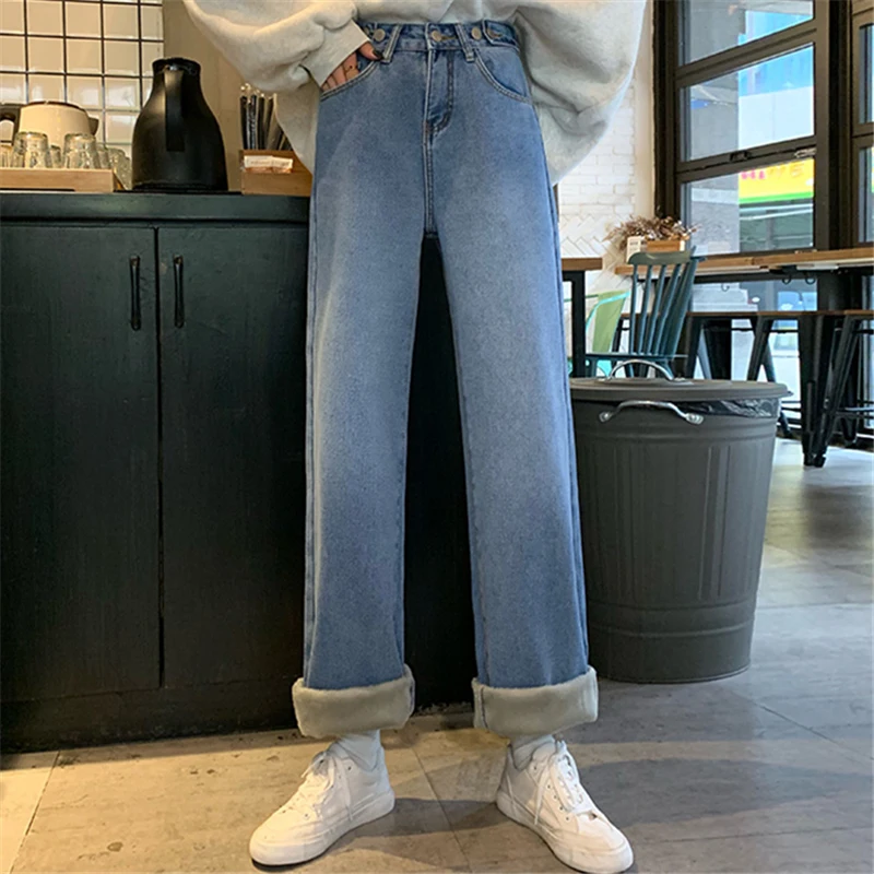 

Винтажные джинсы Port Taste, женские осенне-зимние свободные прямые облегающие джинсы nian с высокой талией и бархатной подкладкой, 2020