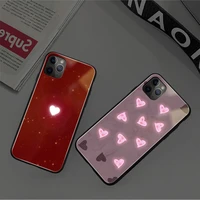 sound acoustic control mobile phone case for iphone 6 7 8 11 xs xr max heart shape glowing protect phone shockproof glasses case